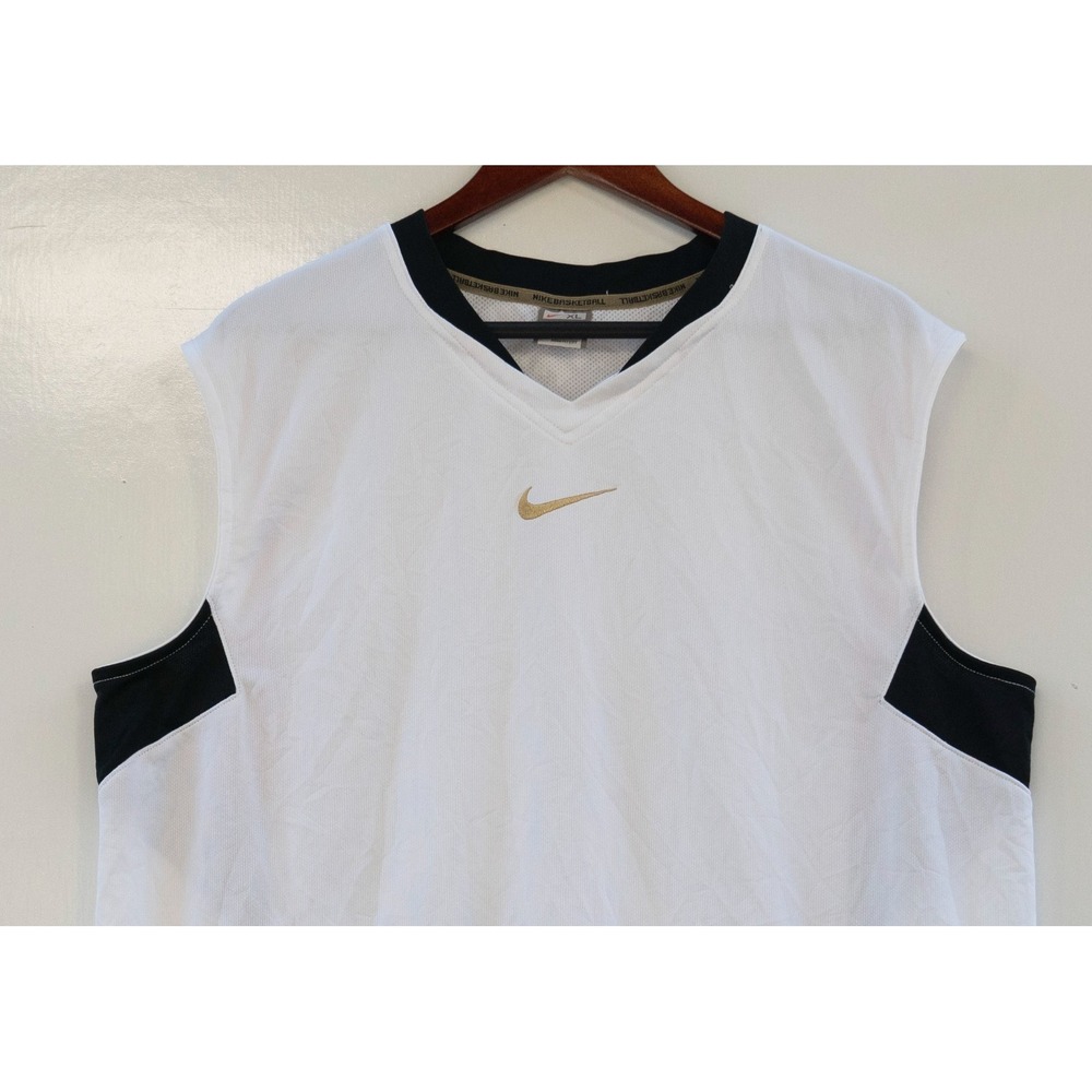 Nike White & Black Sleeveless Tank Top with Gold Swoosh - Picture 2 of 8
